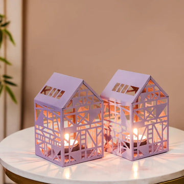 Geometric Cutwork Lantern Lavender Set Of 2